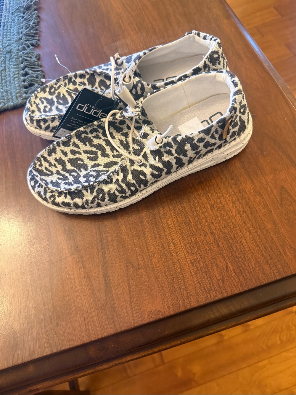 Hey Dude Wally Leopard Print Slip-On Shoes - White/Black